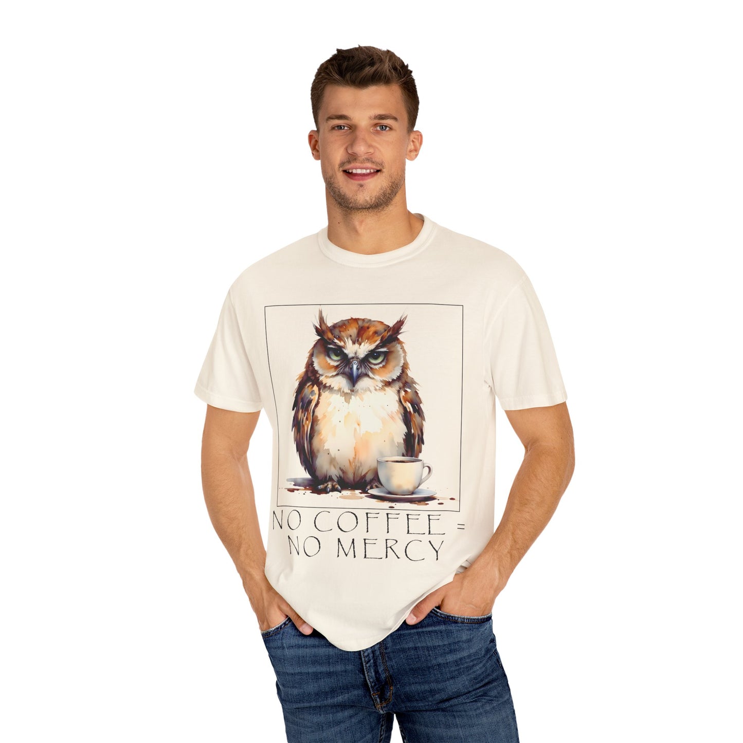 Owl Coffee T‑Shirt — "No Coffee No Mercy" Graphic Tee