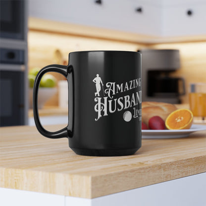 Amazing Husband, Golf , Valentine's  day gift for him .Black Mug