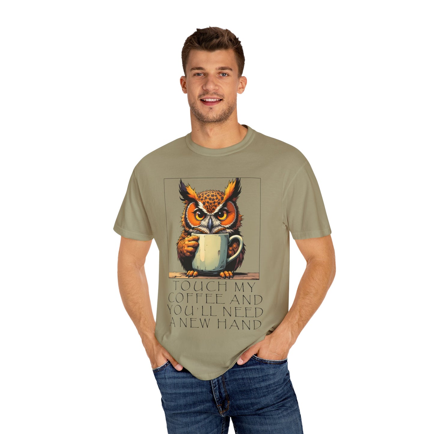 Coffee Owl T‑Shirt - "Touch My Coffee and You'll Need a New Hand" Graphic Tee
