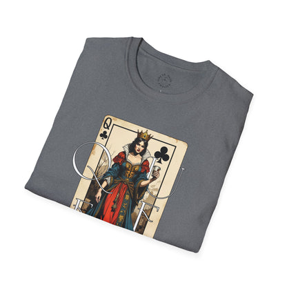 Queen Playing Card Graphic Unisex Softstyle T-Shirt, girl. queen