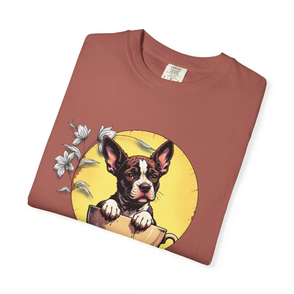 Coffee Pup Unisex Garment-Dyed T-shirt - Cute Dog Lovers Tee