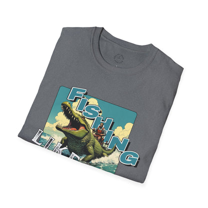 Fishing Like a Pro Unisex Softstyle T-Shirt - Perfect for Anglers & Outdoor Enthusiasts,gator
