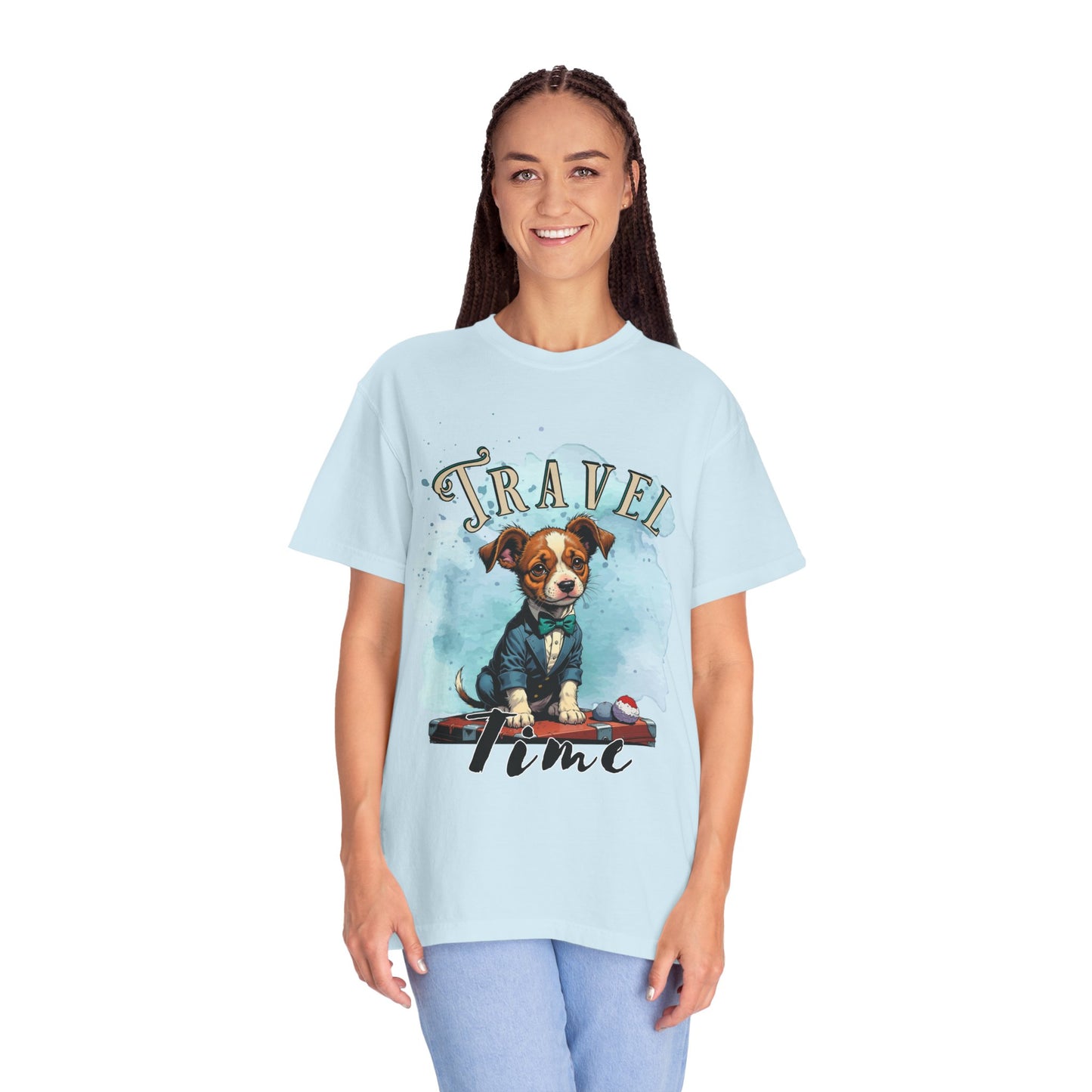 Travel Time Dog Graphic Unisex T-Shirt - Perfect for Pet Lovers and Travel Enthusiasts