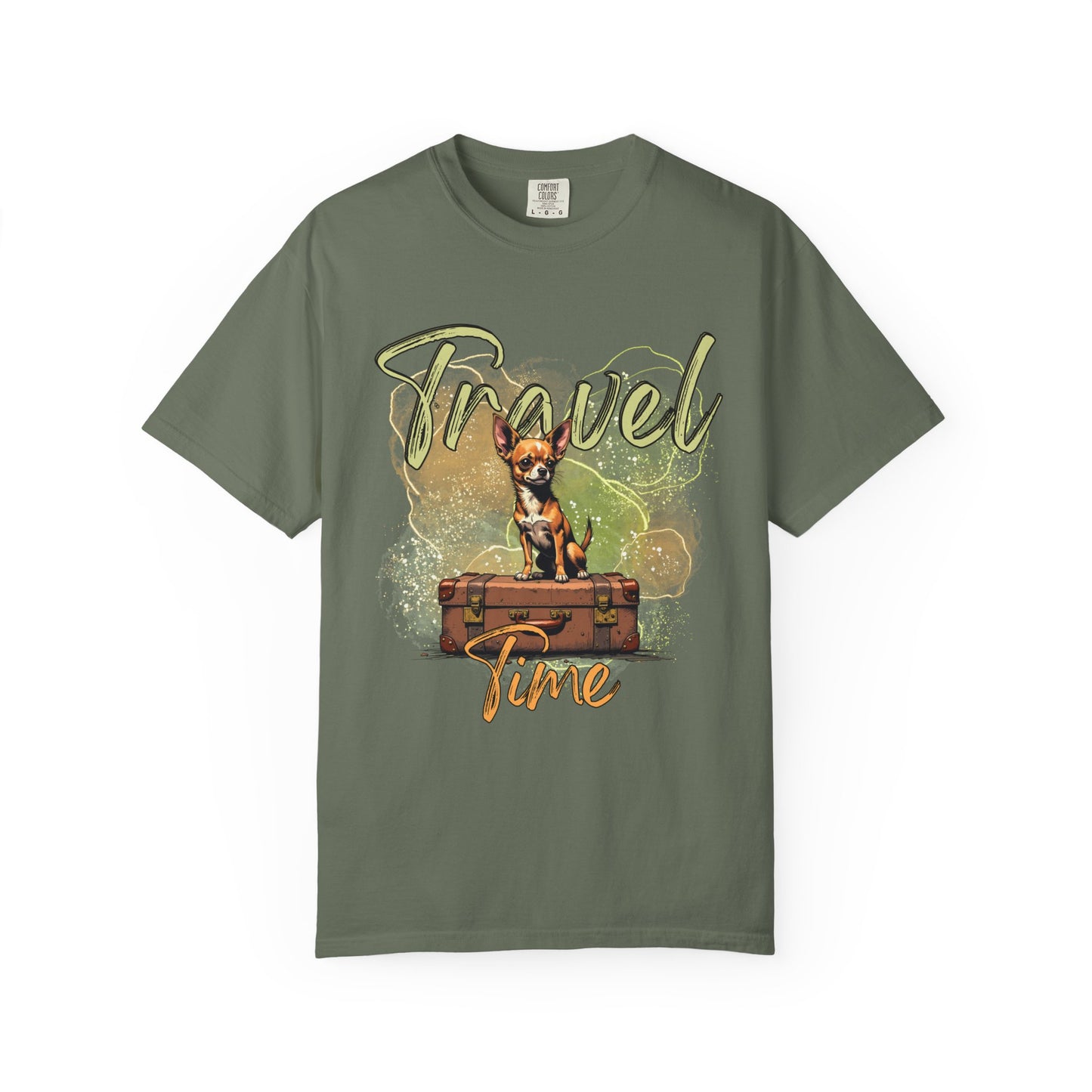 Travel Time Unisex Garment-Dyed T-Shirt - Cute Dog Design for Animal Lovers
