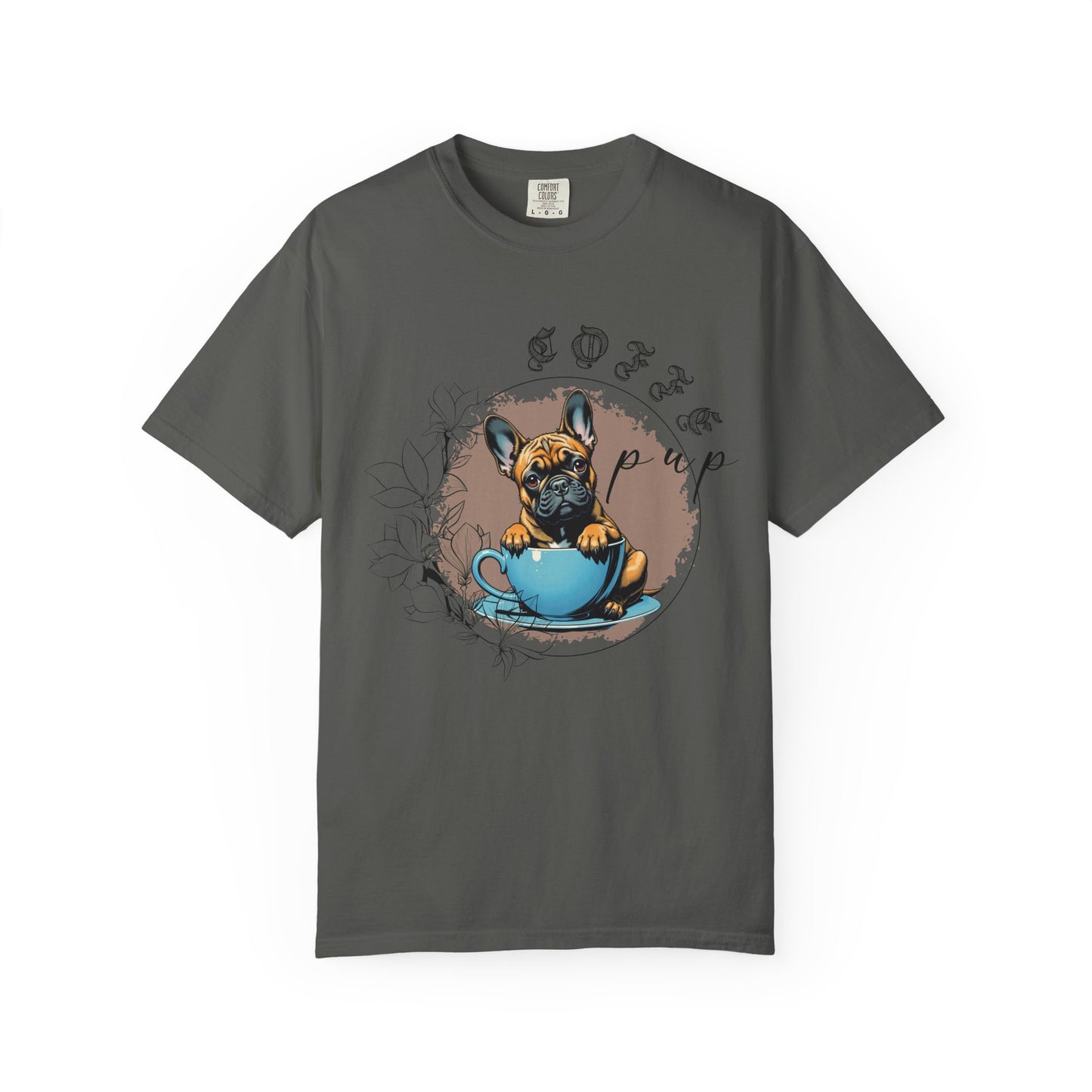 Cute French Bulldog Coffee T-Shirt - Unisex Garment-Dyed Tee