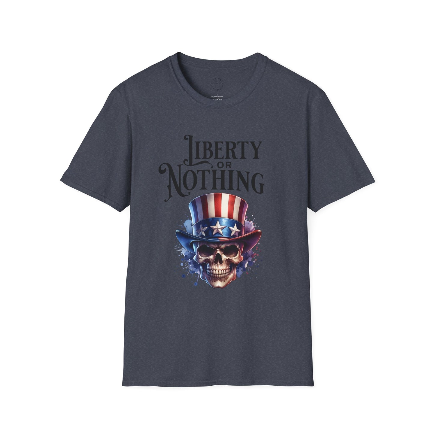 Liberty or Nothing Skull T-Shirt | Unisex Softstyle Tee for Independence Day & Patriotic Celebrations