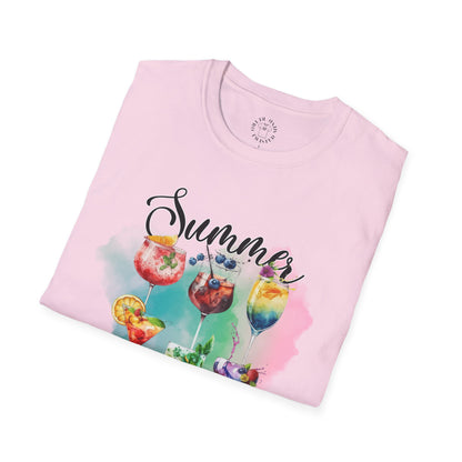 Summer Colors Cocktail T-Shirt, Unisex Tee, Fun Summer Wear, Gift for Cocktails Lovers, Beach Party Shirt, Vacation Top