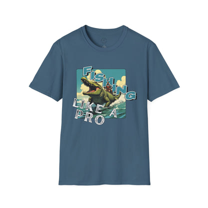 Fishing Like a Pro Unisex Softstyle T-Shirt - Perfect for Anglers & Outdoor Enthusiasts,gator