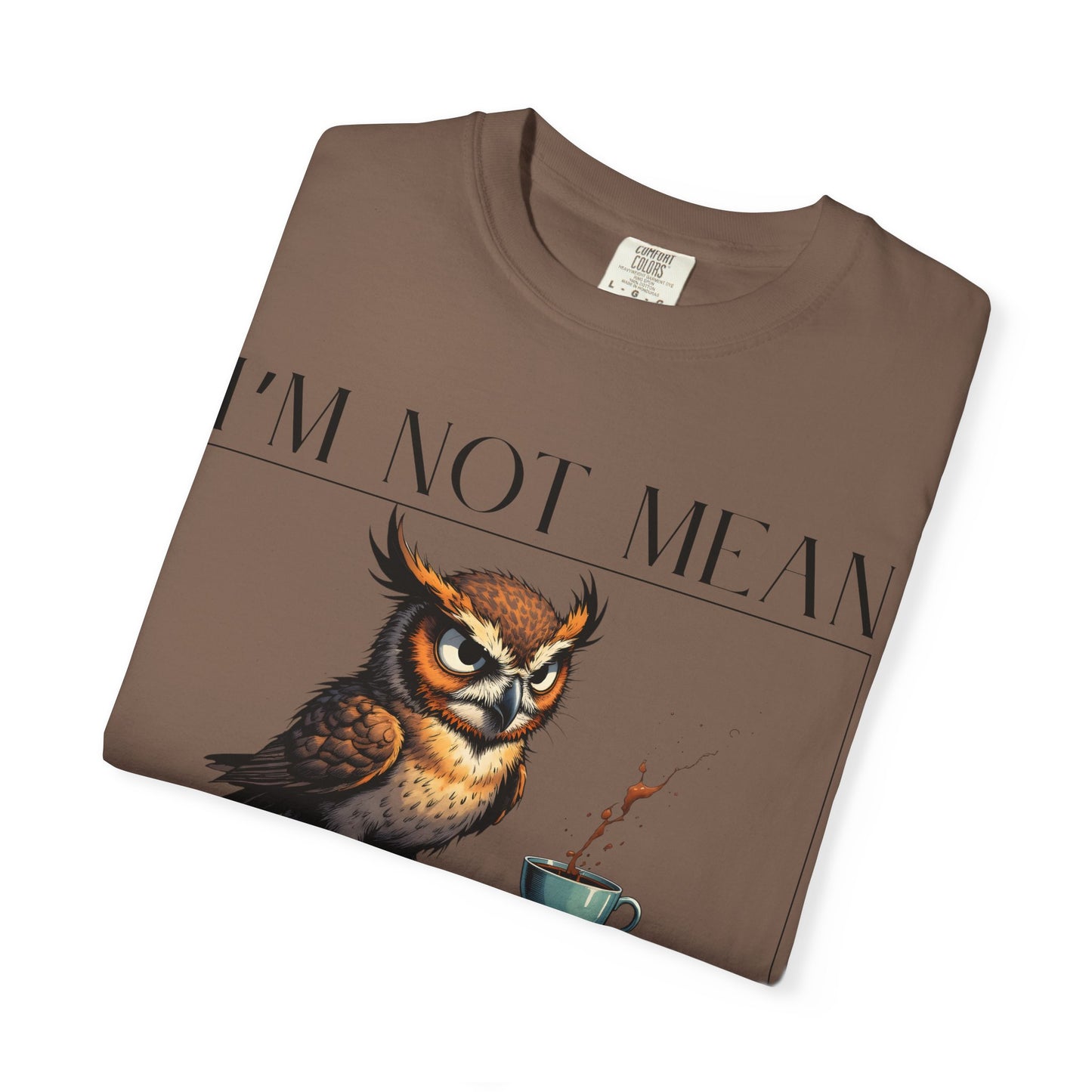 I'm Not Mean Owl T-Shirt — Funny Coffee Owl Tee for Coffee Lovers
