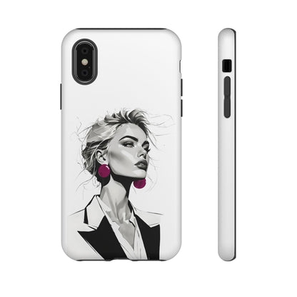 Phone Case — Chic Portrait with Pink Earrings (Stylish Protective Tough Case)