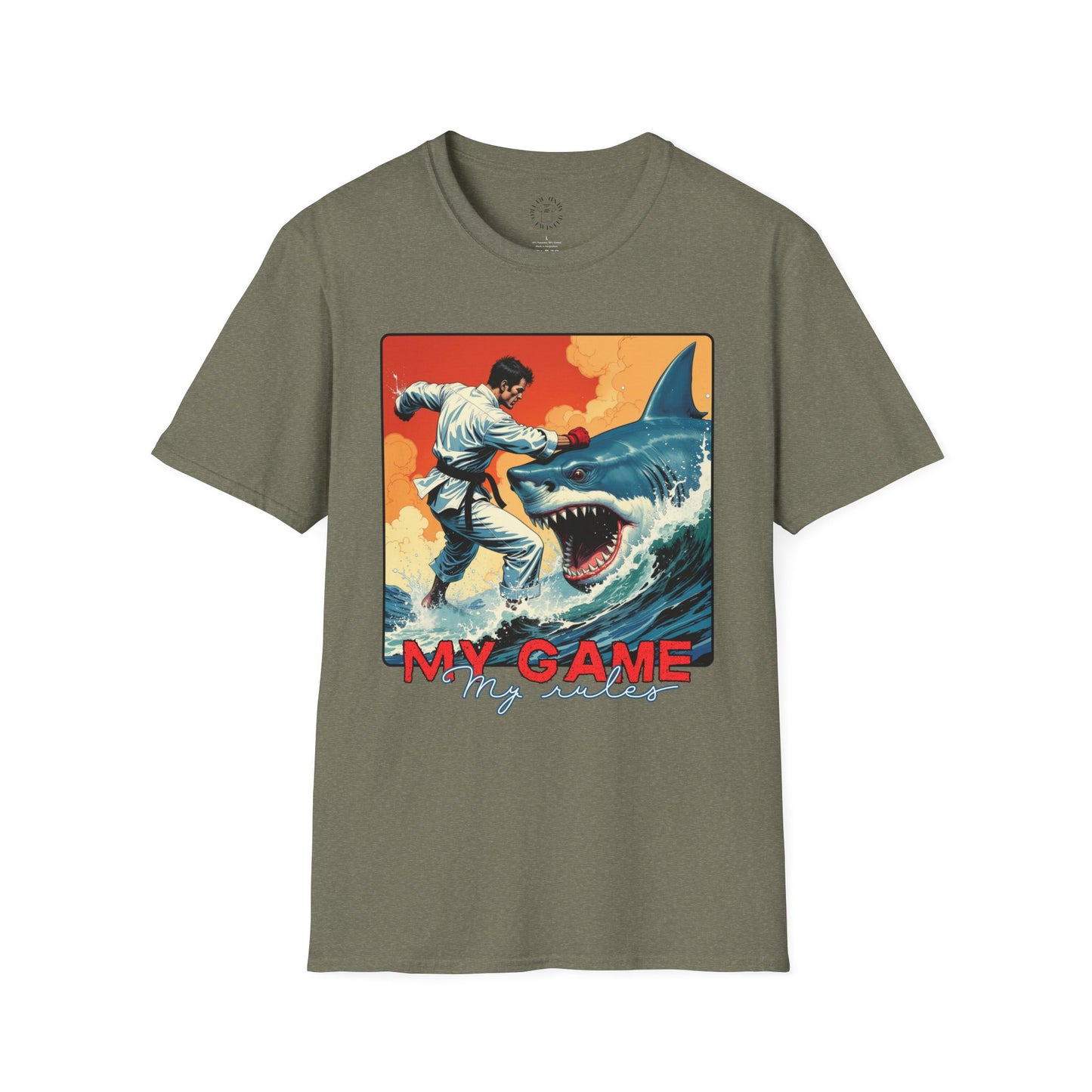 My Game Unisex Softstyle T-Shirt - Retro Shark Design Tee for Adventure Lovers, karate,sport