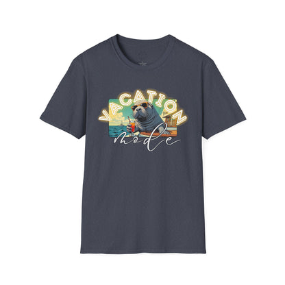 Funny Vacation Mode Unisex Softstyle T-Shirt, manatee