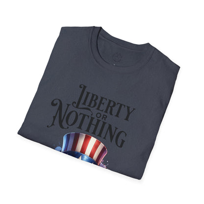 Liberty or Nothing Skull T-Shirt | Unisex Softstyle Tee for Independence Day & Patriotic Celebrations