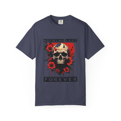 Edgy Skull Graphic T-Shirt - Unique Casual Wear, Unisex Streetwear, Gift for Music Lovers, Halloween Costume, Forever Quote Tee