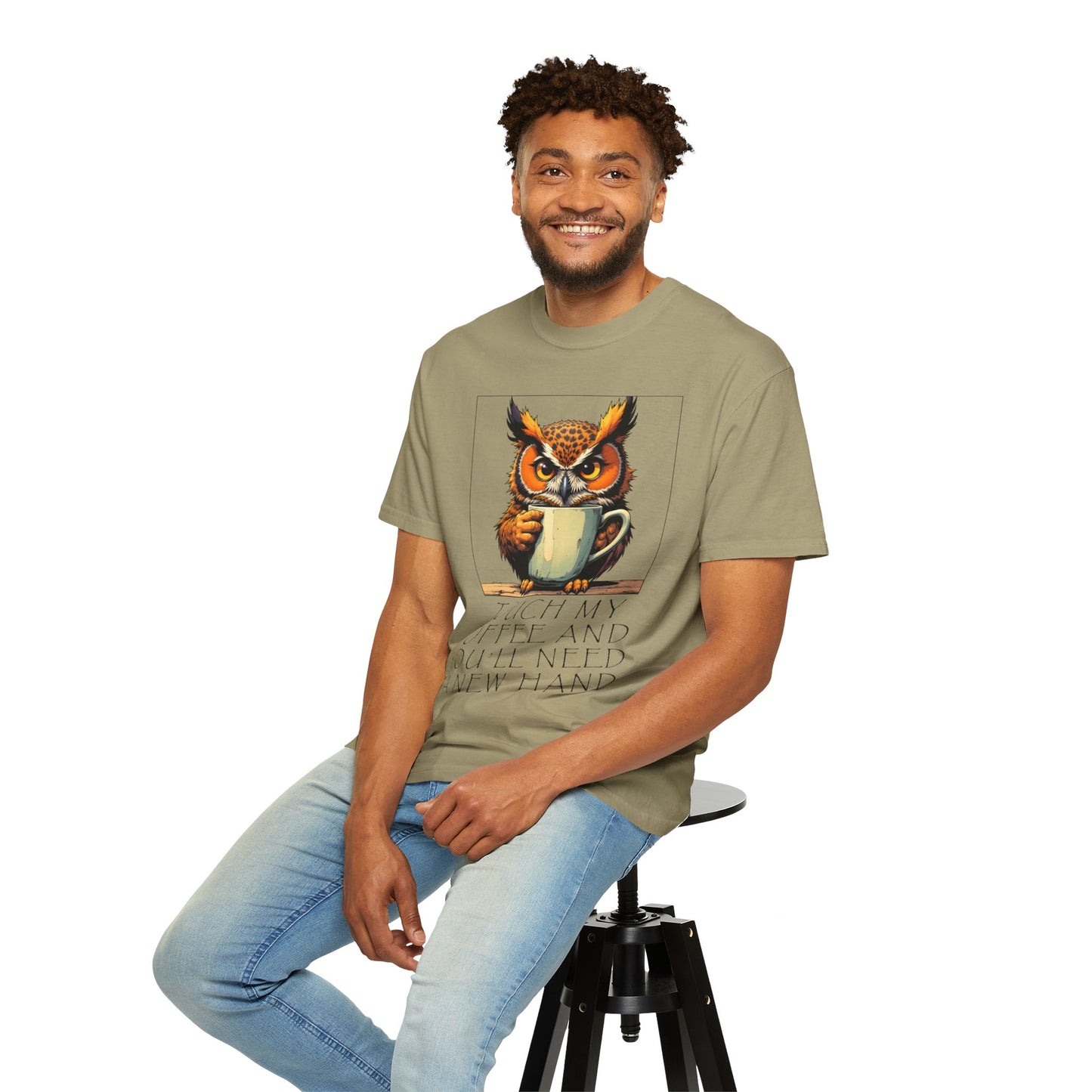 Coffee Owl T‑Shirt - "Touch My Coffee and You'll Need a New Hand" Graphic Tee
