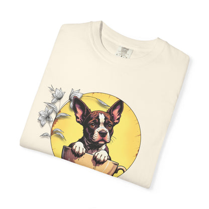 Coffee Pup Unisex Garment-Dyed T-shirt - Cute Dog Lovers Tee