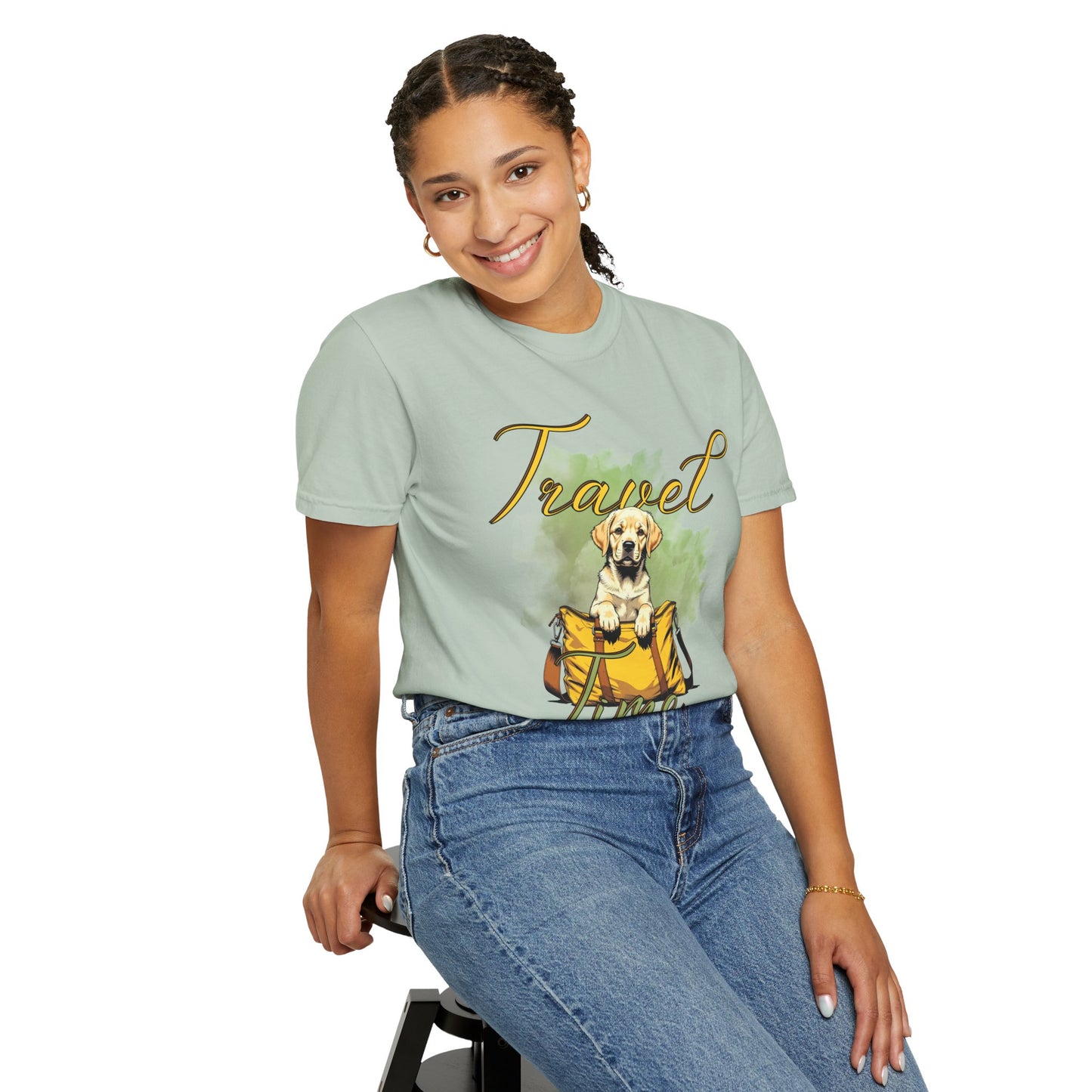 Travel Time Dog T-Shirt - Unisex Garment-Dyed Tee for Pet Lovers