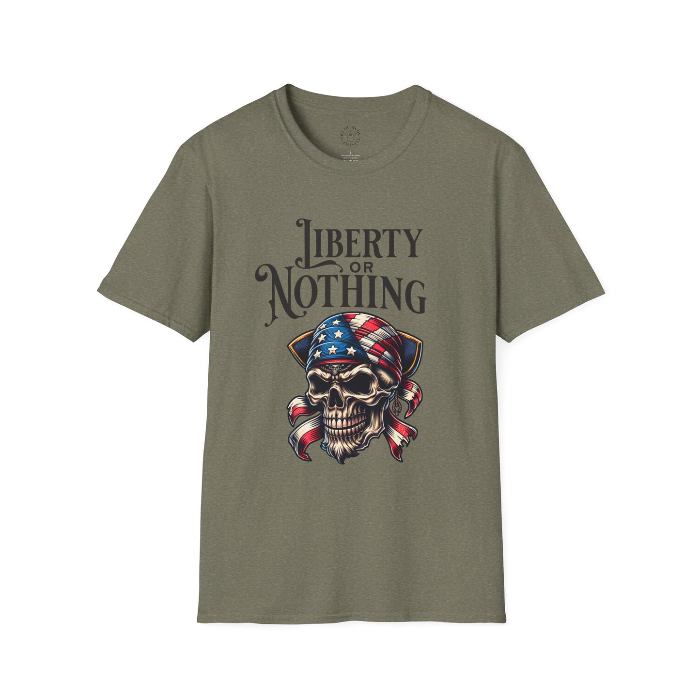 Liberty or Nothing Skull T-Shirt | Unisex Softstyle Tee for Independence Day & Patriotic Celebrations