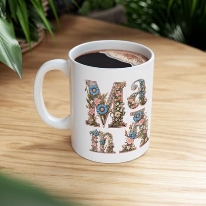 Floral Pattern Ceramic Mug - 11oz & 15oz Coffee Cup for Nature Lovers,mama, mother day gift