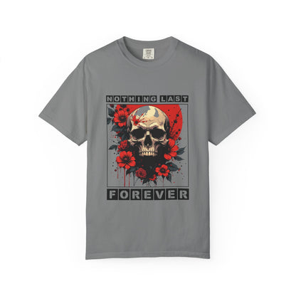 Edgy Skull Graphic T-Shirt - Unique Casual Wear, Unisex Streetwear, Gift for Music Lovers, Halloween Costume, Forever Quote Tee