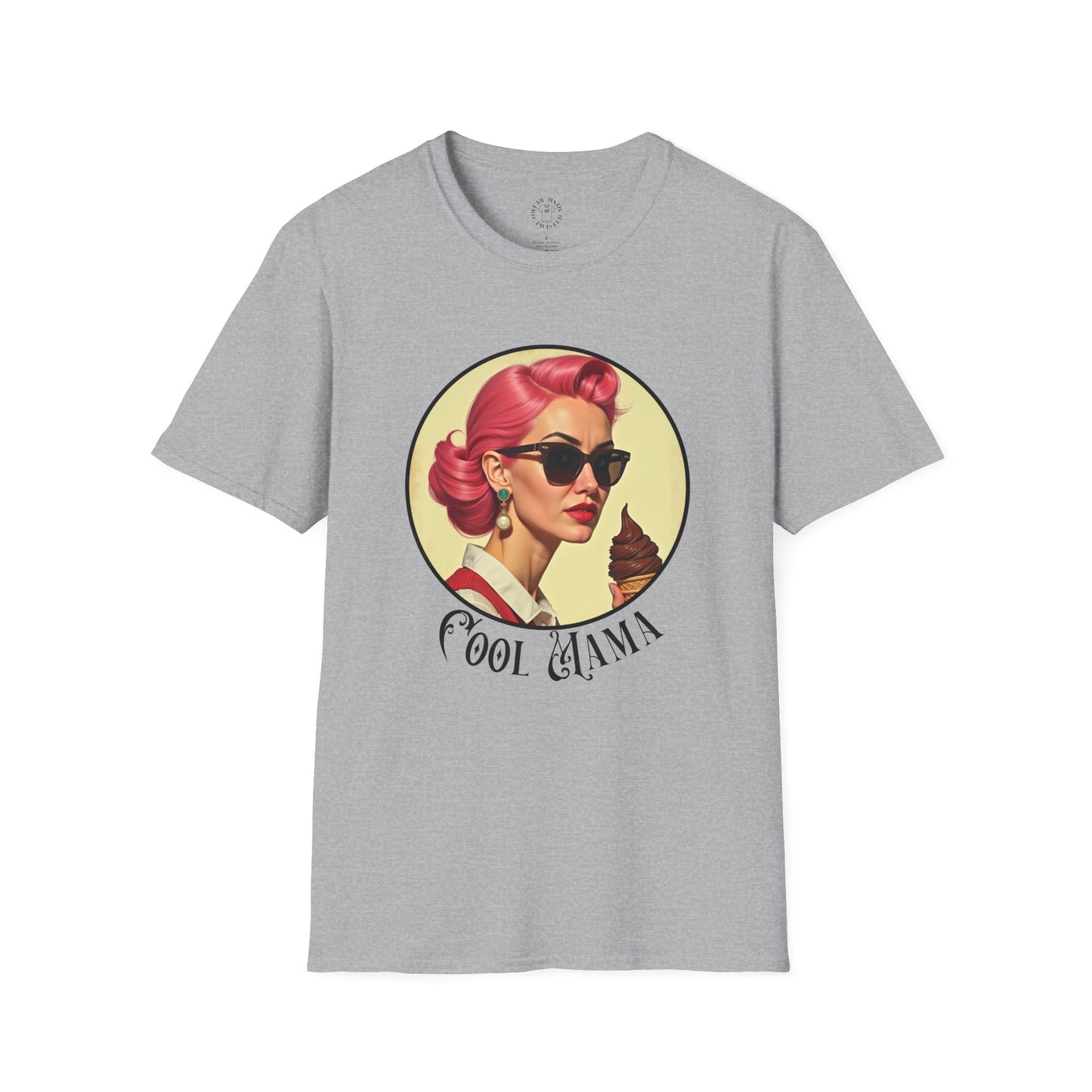 Cool Mama Vintage Graphic Unisex Softstyle T-Shirt,mama,mom and ice cream