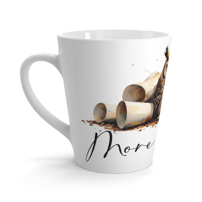 Latte Mug — 'More Coffee' Owl Illustration Ceramic Latte Cup