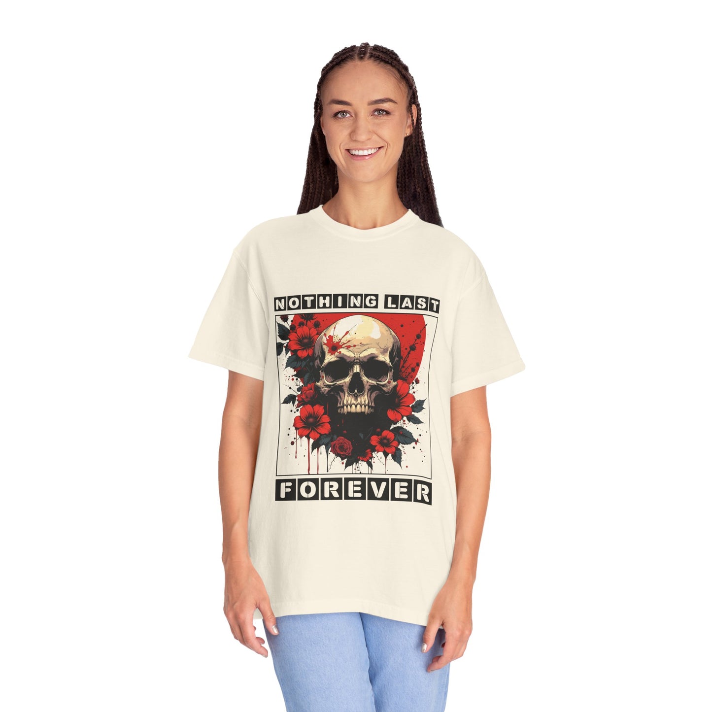 Edgy Skull Graphic T-Shirt - Unique Casual Wear, Unisex Streetwear, Gift for Music Lovers, Halloween Costume, Forever Quote Tee