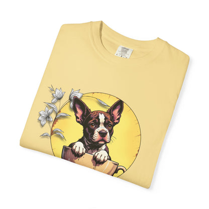 Coffee Pup Unisex Garment-Dyed T-shirt - Cute Dog Lovers Tee