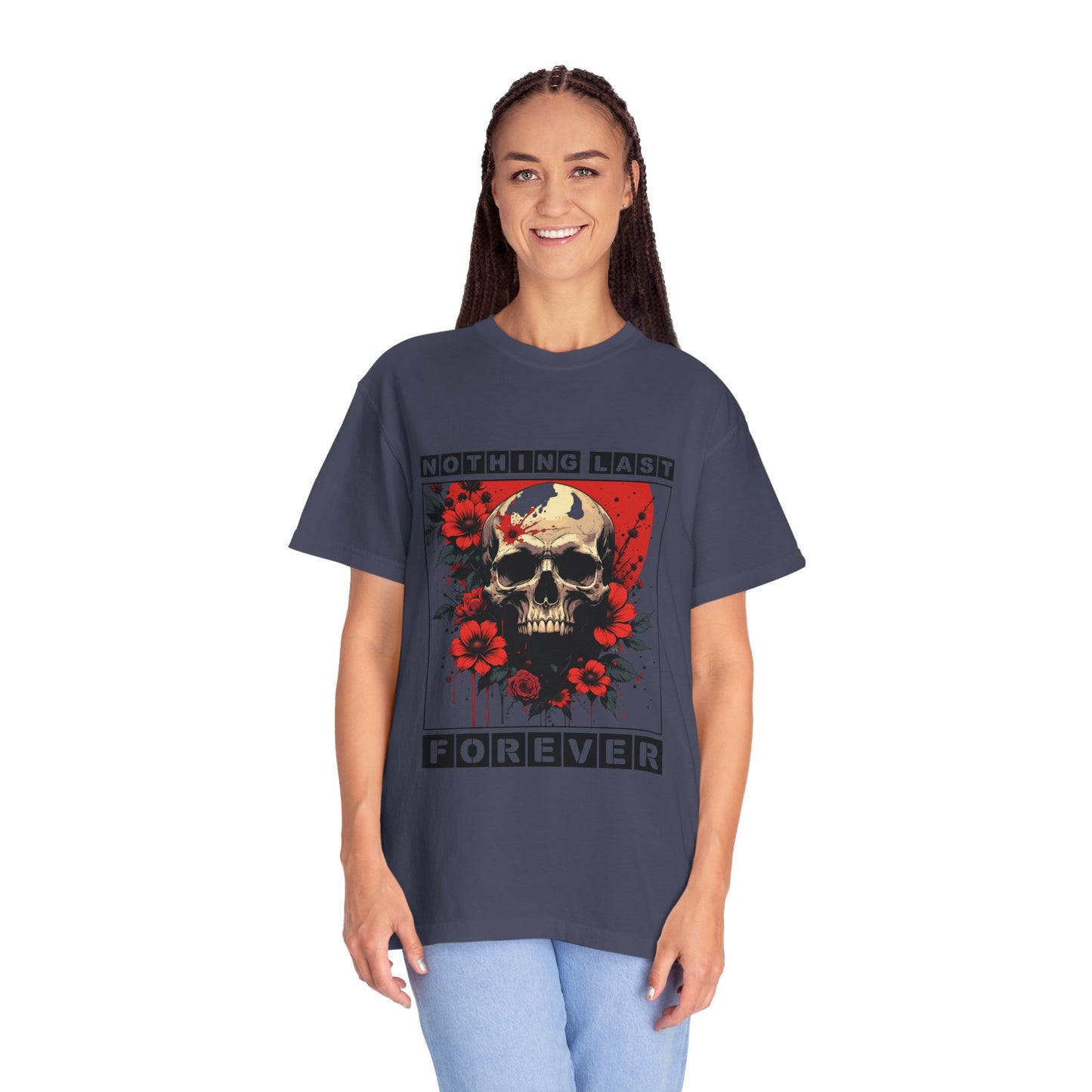 Edgy Skull Graphic T-Shirt - Unique Casual Wear, Unisex Streetwear, Gift for Music Lovers, Halloween Costume, Forever Quote Tee