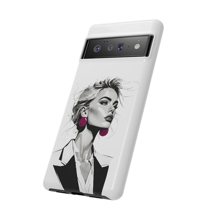 Phone Case — Chic Portrait with Pink Earrings (Stylish Protective Tough Case)