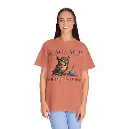 I'm Not Mean Owl T-Shirt — Funny Coffee Owl Tee for Coffee Lovers