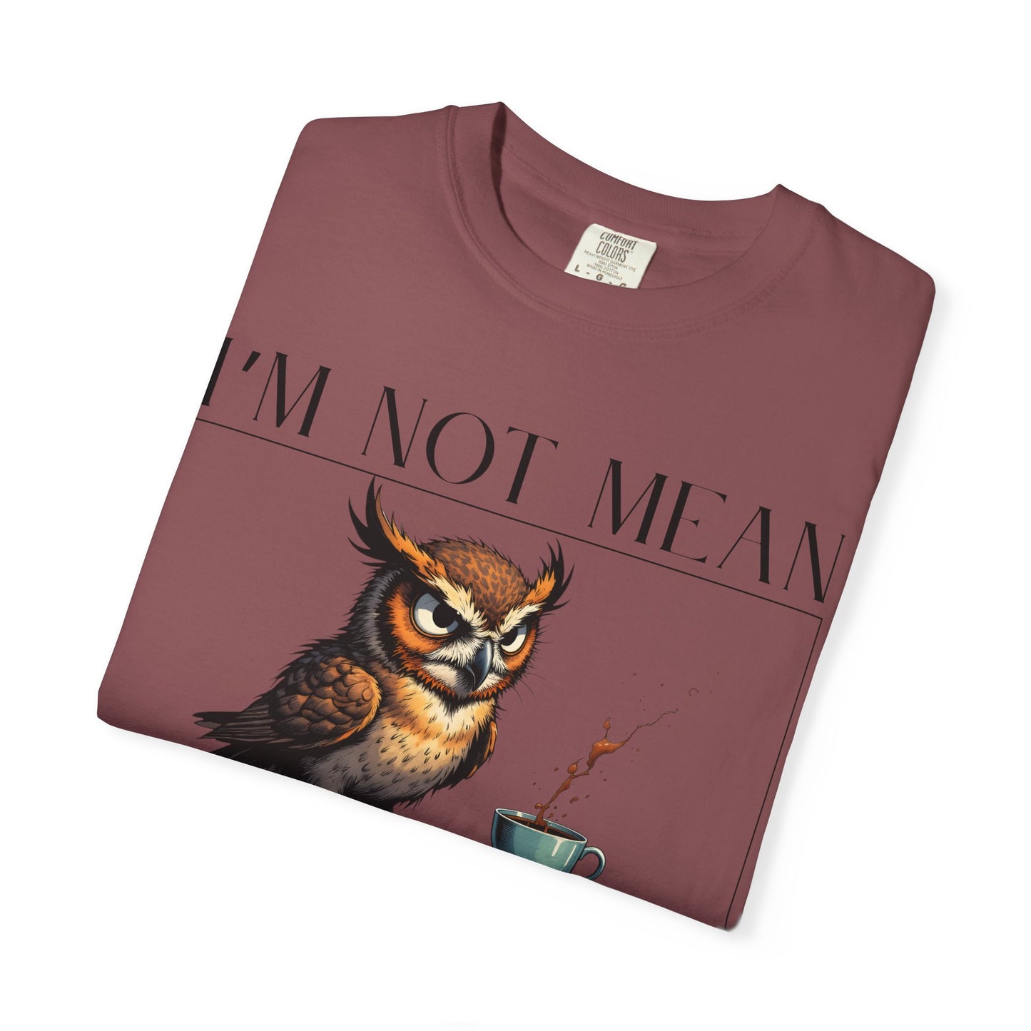 I'm Not Mean Owl T-Shirt — Funny Coffee Owl Tee for Coffee Lovers