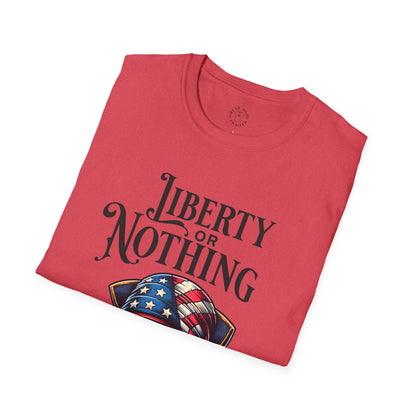 Liberty or Nothing Skull T-Shirt | Unisex Softstyle Tee for Independence Day & Patriotic Celebrations