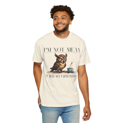 I'm Not Mean Owl T-Shirt — Funny Coffee Owl Tee for Coffee Lovers