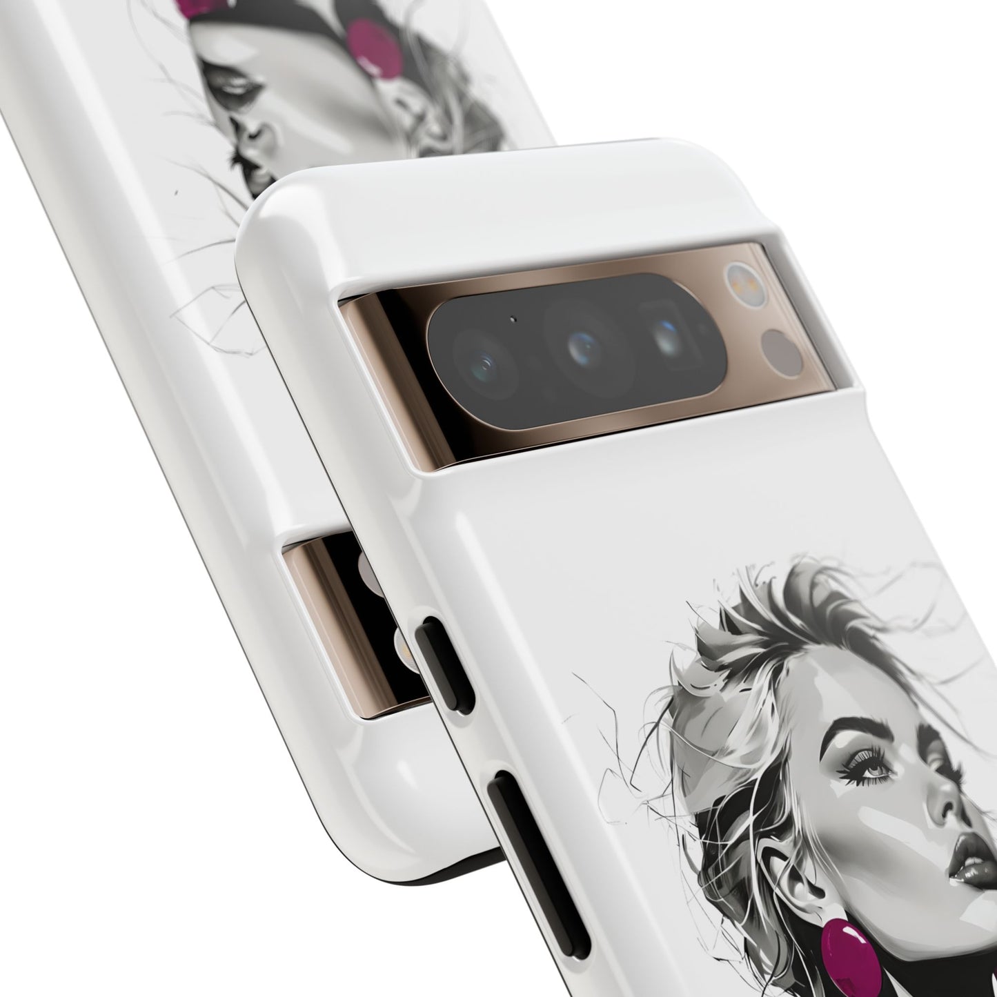 Phone Case — Chic Portrait with Pink Earrings (Stylish Protective Tough Case)