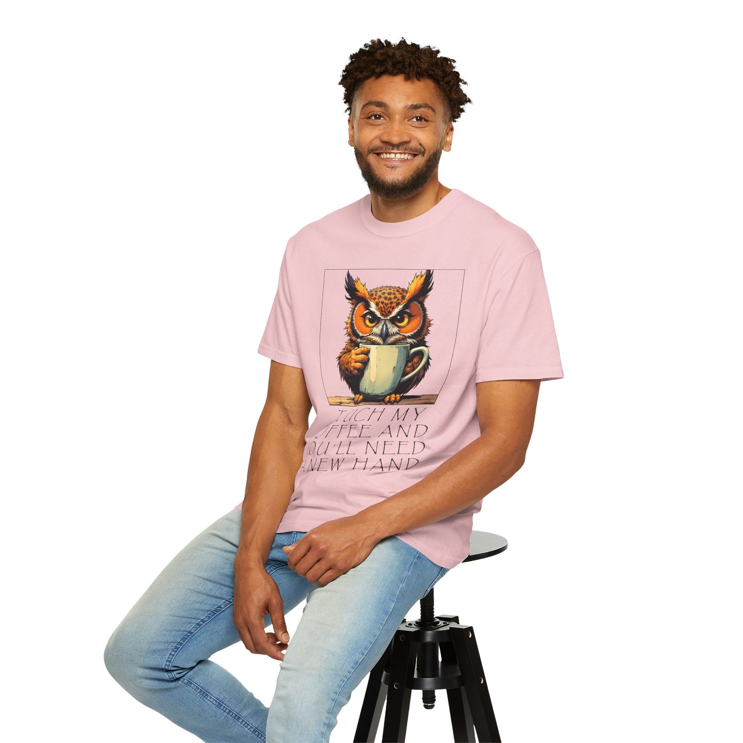 Coffee Owl T‑Shirt - "Touch My Coffee and You'll Need a New Hand" Graphic Tee