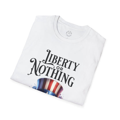 Liberty or Nothing Skull T-Shirt | Unisex Softstyle Tee for Independence Day & Patriotic Celebrations