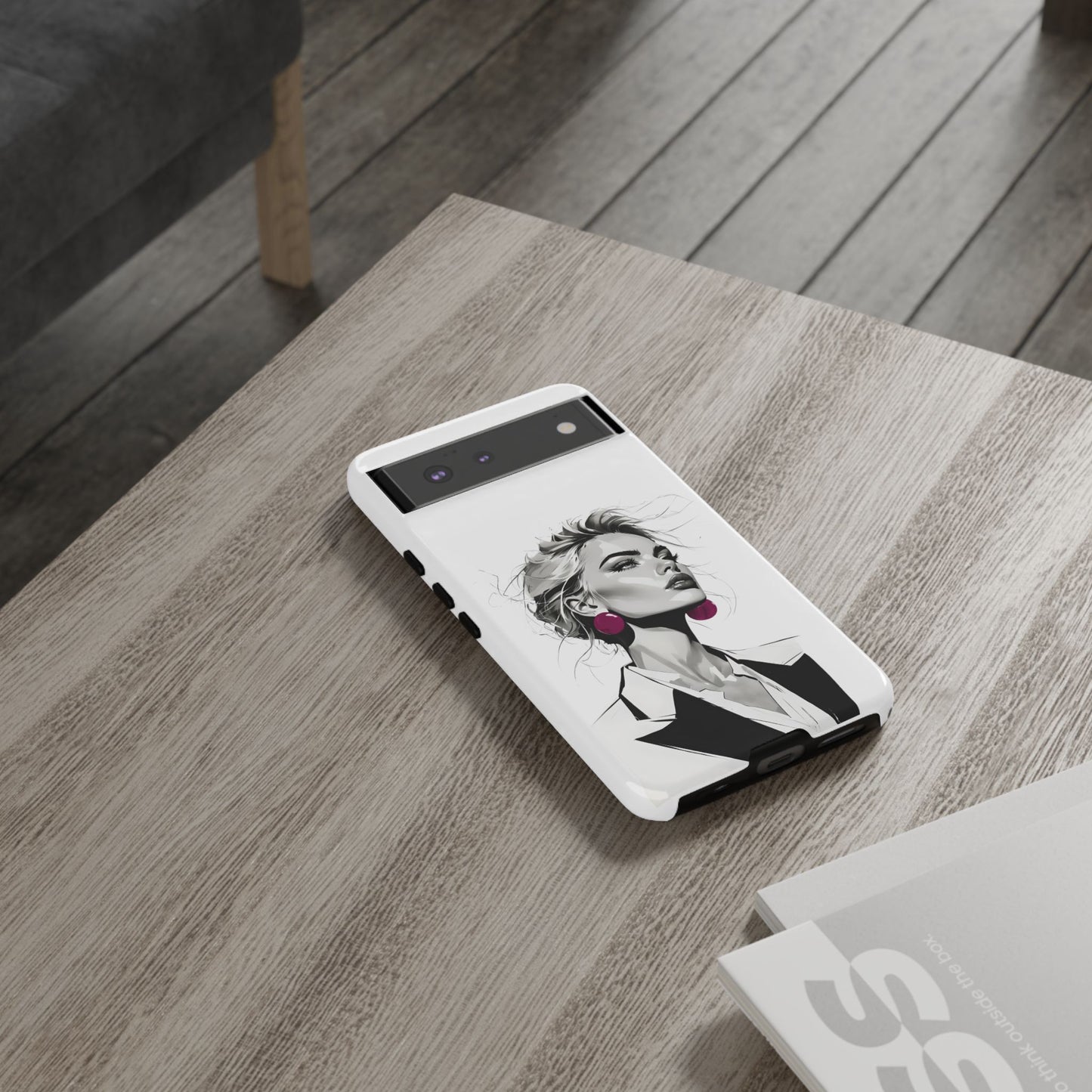 Phone Case — Chic Portrait with Pink Earrings (Stylish Protective Tough Case)