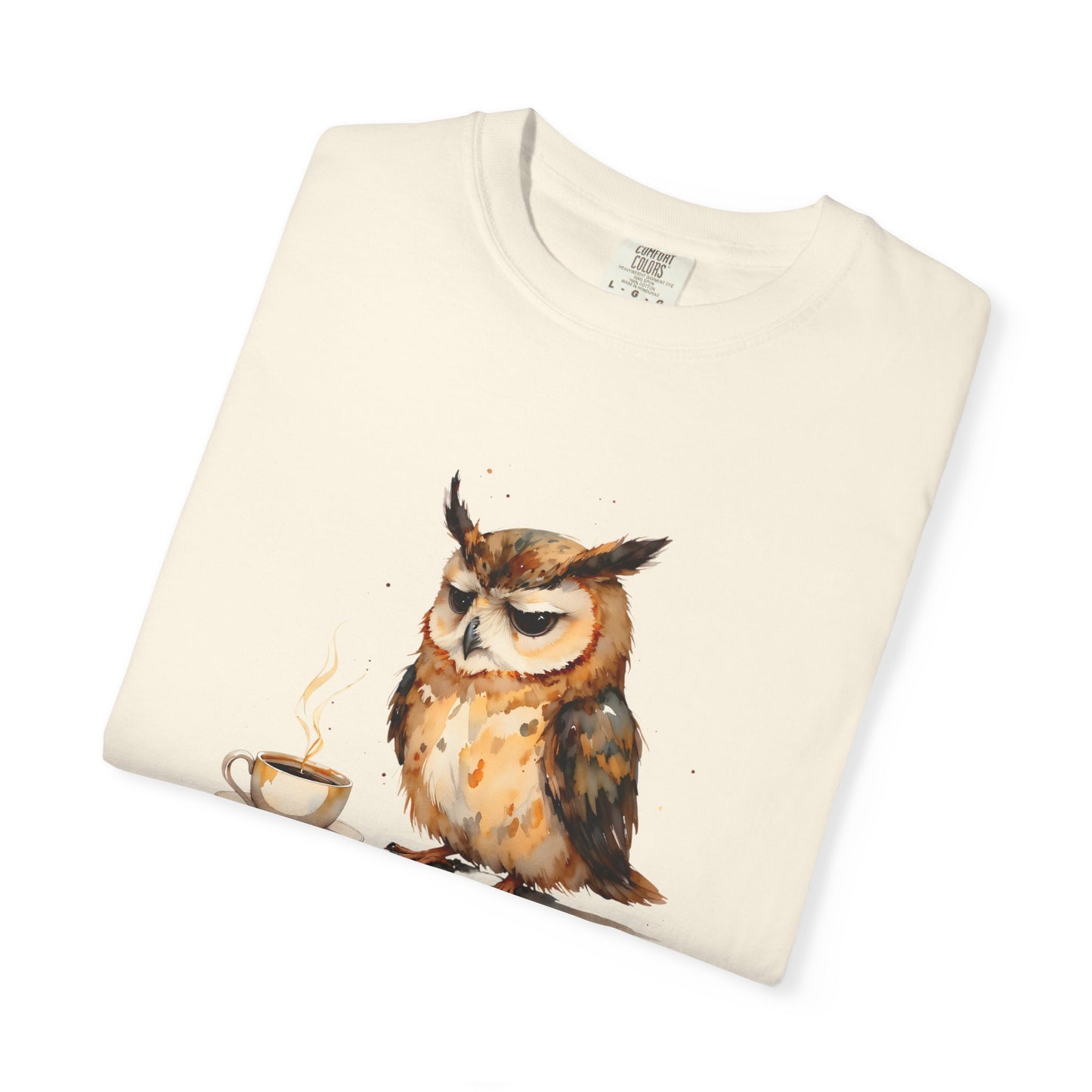 Owl Tea Graphic T-Shirt — “Decaf? Of Course I Mean Half‑Caf With Water”