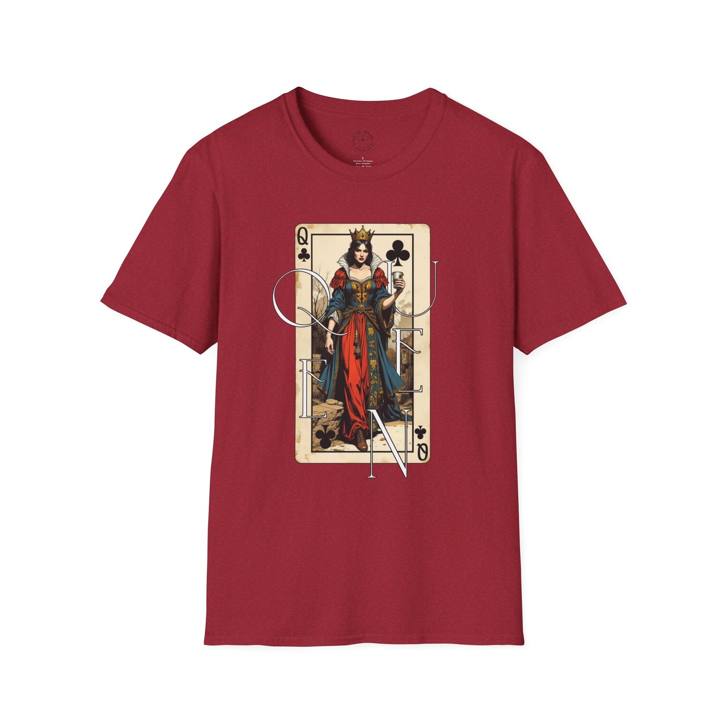 Queen Playing Card Graphic Unisex Softstyle T-Shirt, girl. queen