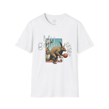 Retro Dinosaur Basketball T-Shirt - Fun Graphic Tee for Sport Enthusiasts, armadillo