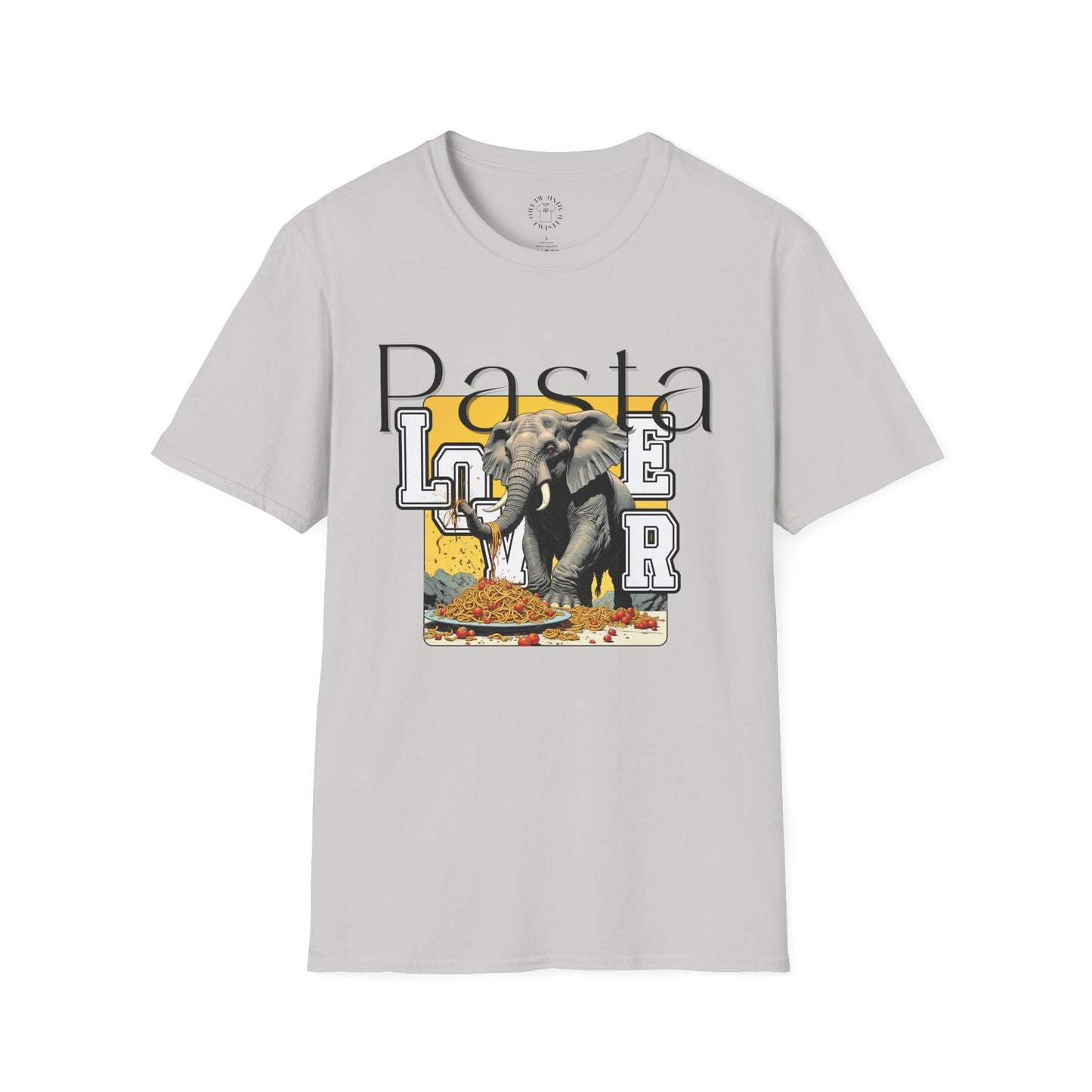 Pasta Lover Unisex Softstyle T-Shirt - Playful Elephant Graphic Tee,elephant,twisted