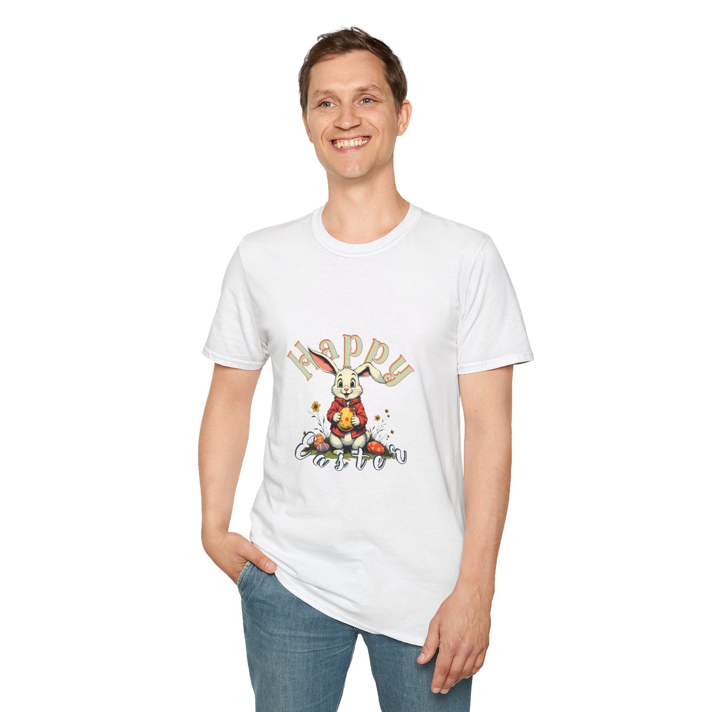 Happy Easter Unisex Softstyle T-shirt - Spring Celebration Tee,easter bunny