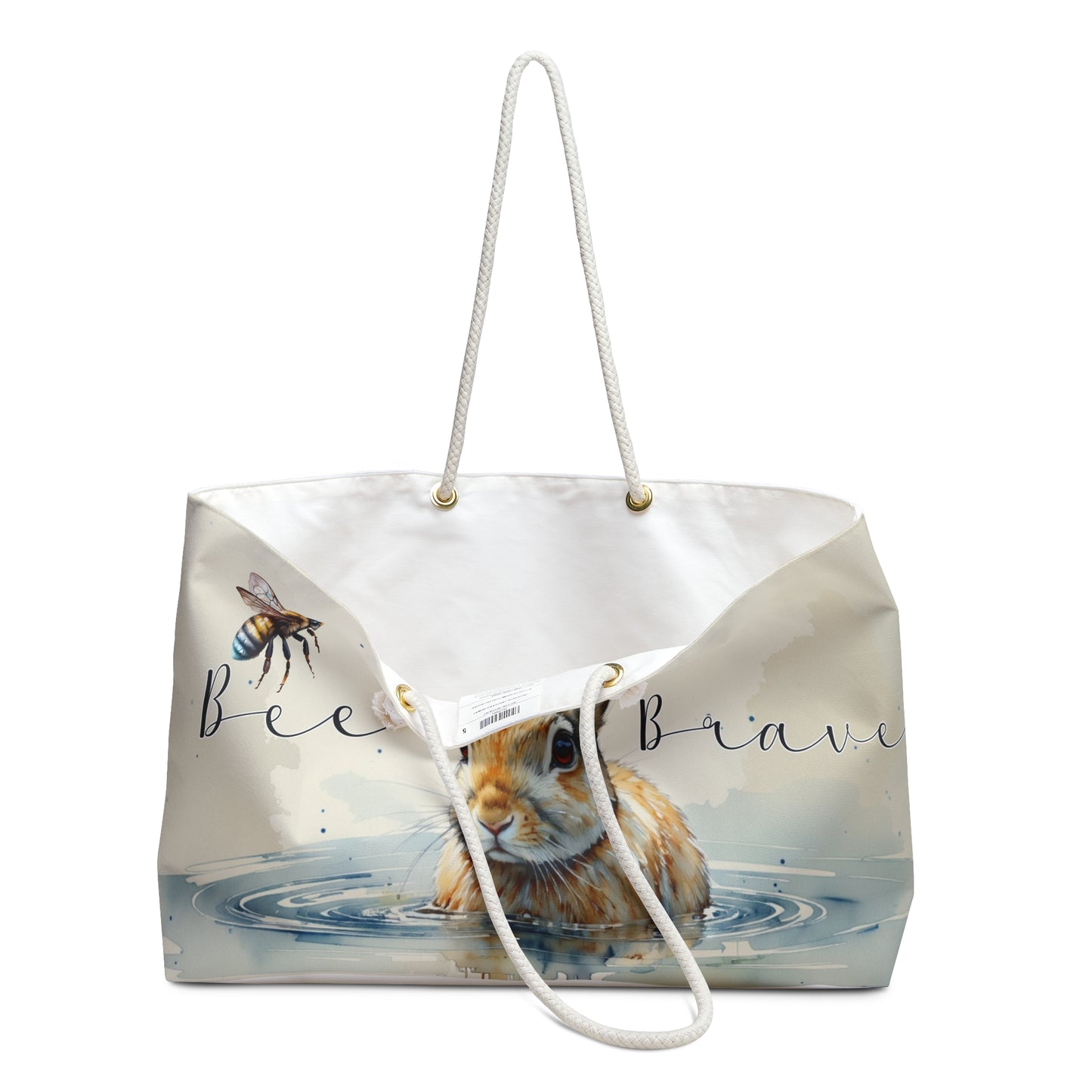 Inspirational Weekender Bag - 'Bee Brave' Design for Travel and Adventure,bunny