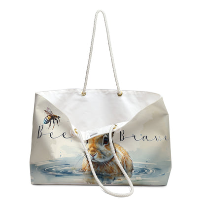 Inspirational Weekender Bag - 'Bee Brave' Design for Travel and Adventure,bunny