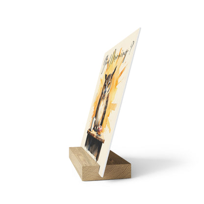 Good Morning? Owl Gallery Board with Stand — Whimsical Coffee & Donut Morning Decor