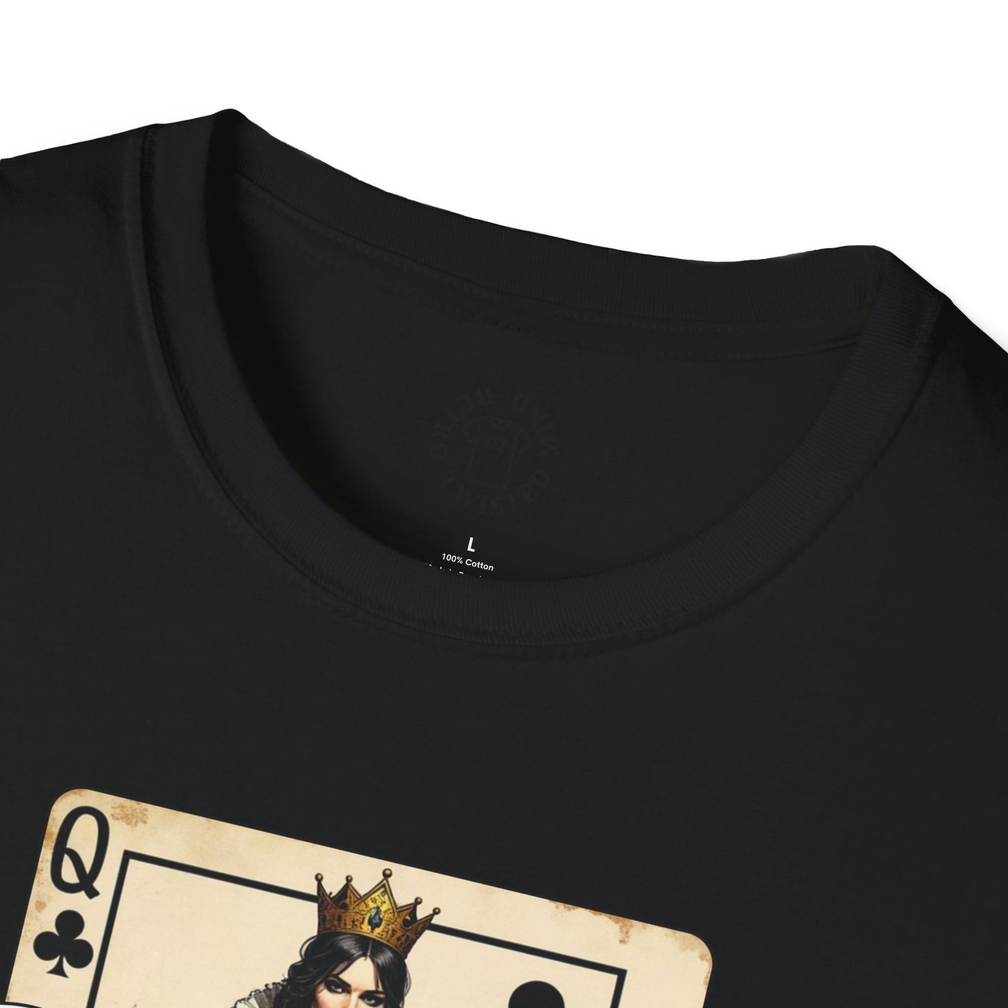 Queen Playing Card Graphic Unisex Softstyle T-Shirt, girl. queen