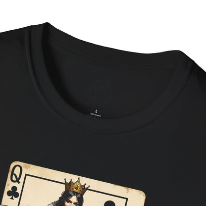 Queen Playing Card Graphic Unisex Softstyle T-Shirt, girl. queen
