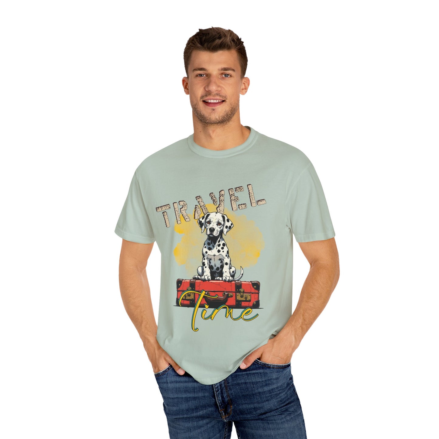 Travel Time Dog T-Shirt, Unisex Graphic Tee, Pet Lover's Gift, Vacation Shirt, Travel Enthusiast Apparel