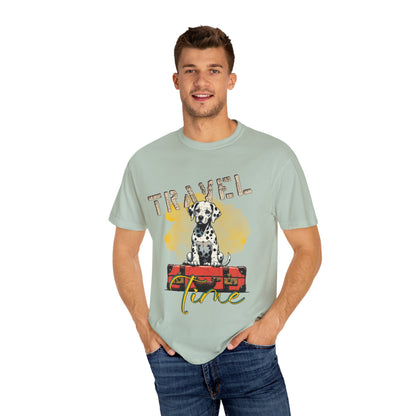 Travel Time Dog T-Shirt, Unisex Graphic Tee, Pet Lover's Gift, Vacation Shirt, Travel Enthusiast Apparel